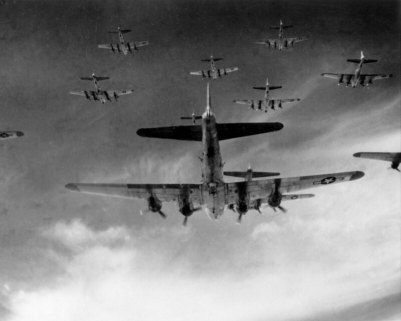 B-17 Bomber Formation — Black