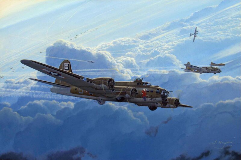 B-17 Bomber Formation — Blue, Dramatic, Morning