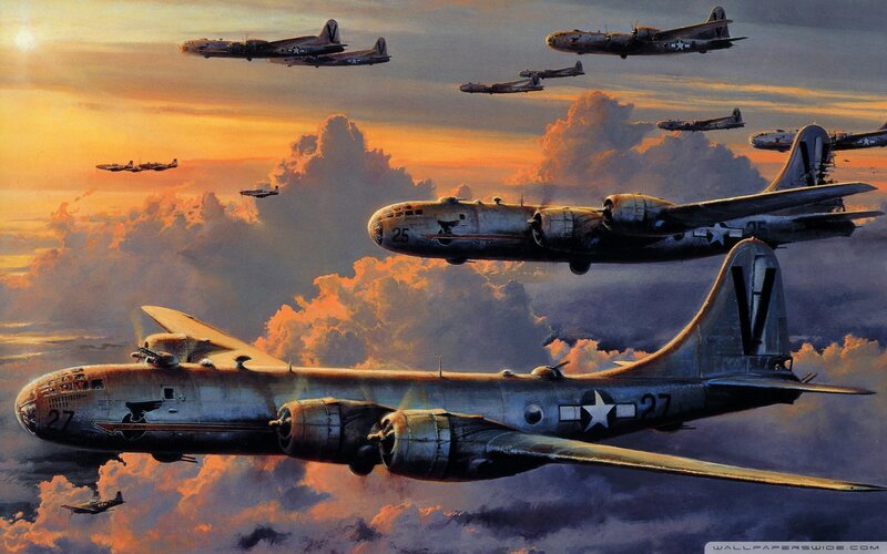 B-17 Bomber Formation — Orange