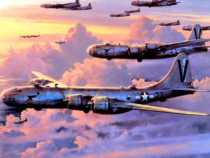 B-17 Bomber Formation — Purple