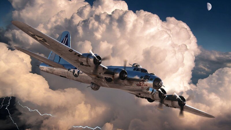 B-17 Bomber in Clouds — Silver