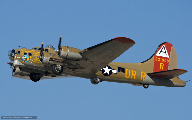 B-17 Bomber in Flight — Blue, Clear