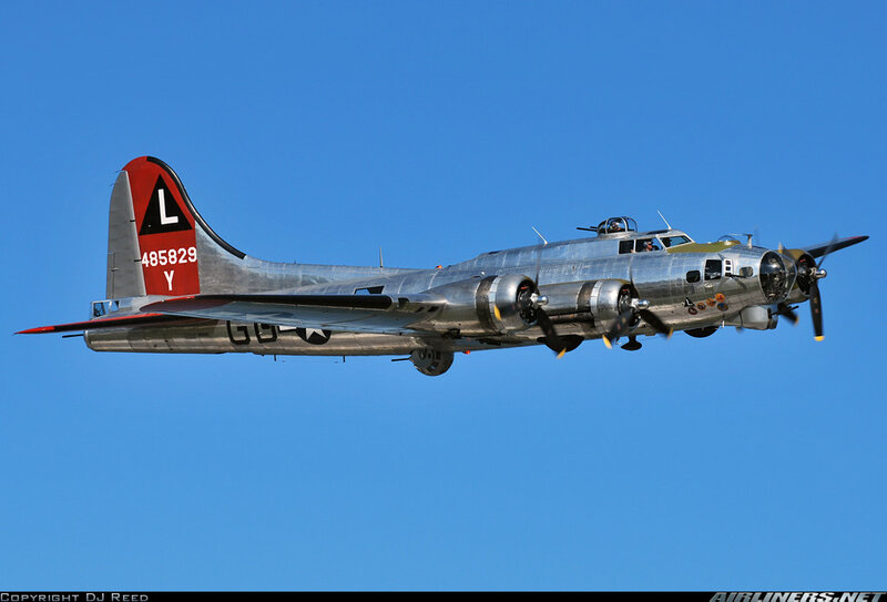 B-17 Bomber in Flight — Blue