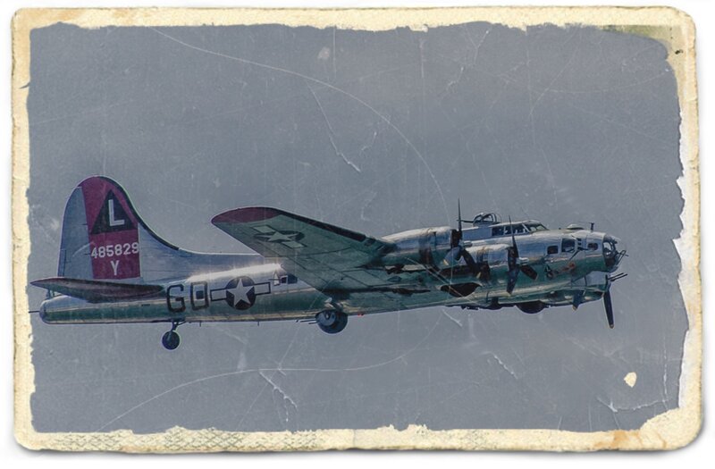 B-17 Bomber in Flight — Gray, Historical