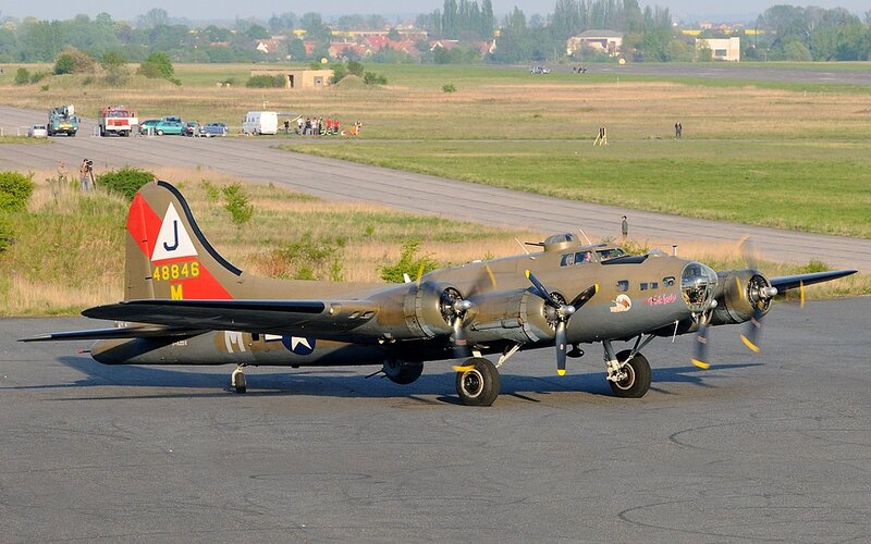 B-17 bomber on airfield