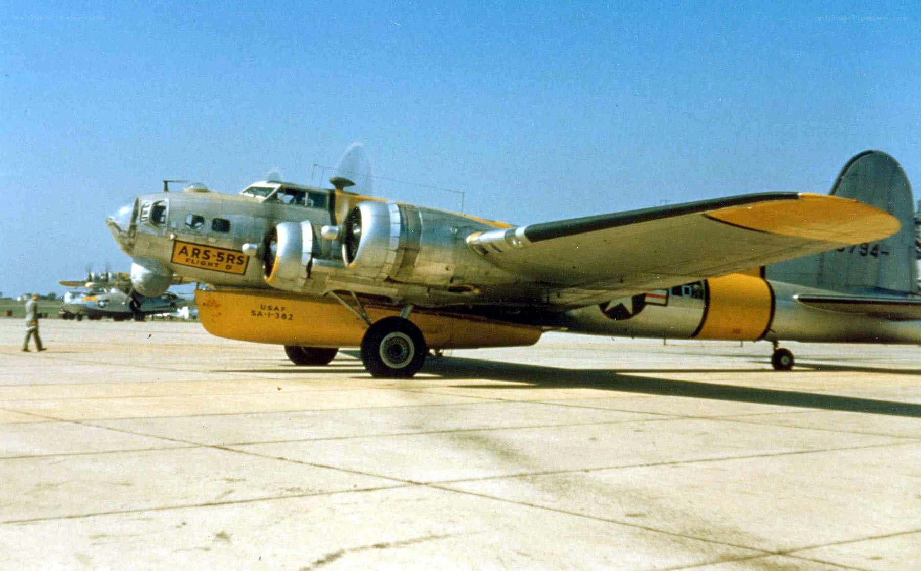 B-17 bomber on airfield