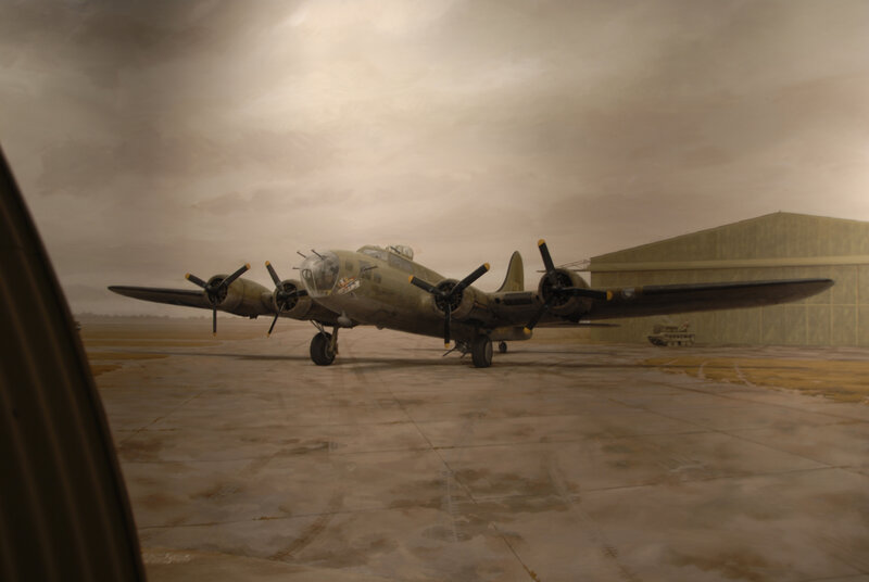 B-17 bomber on airfield