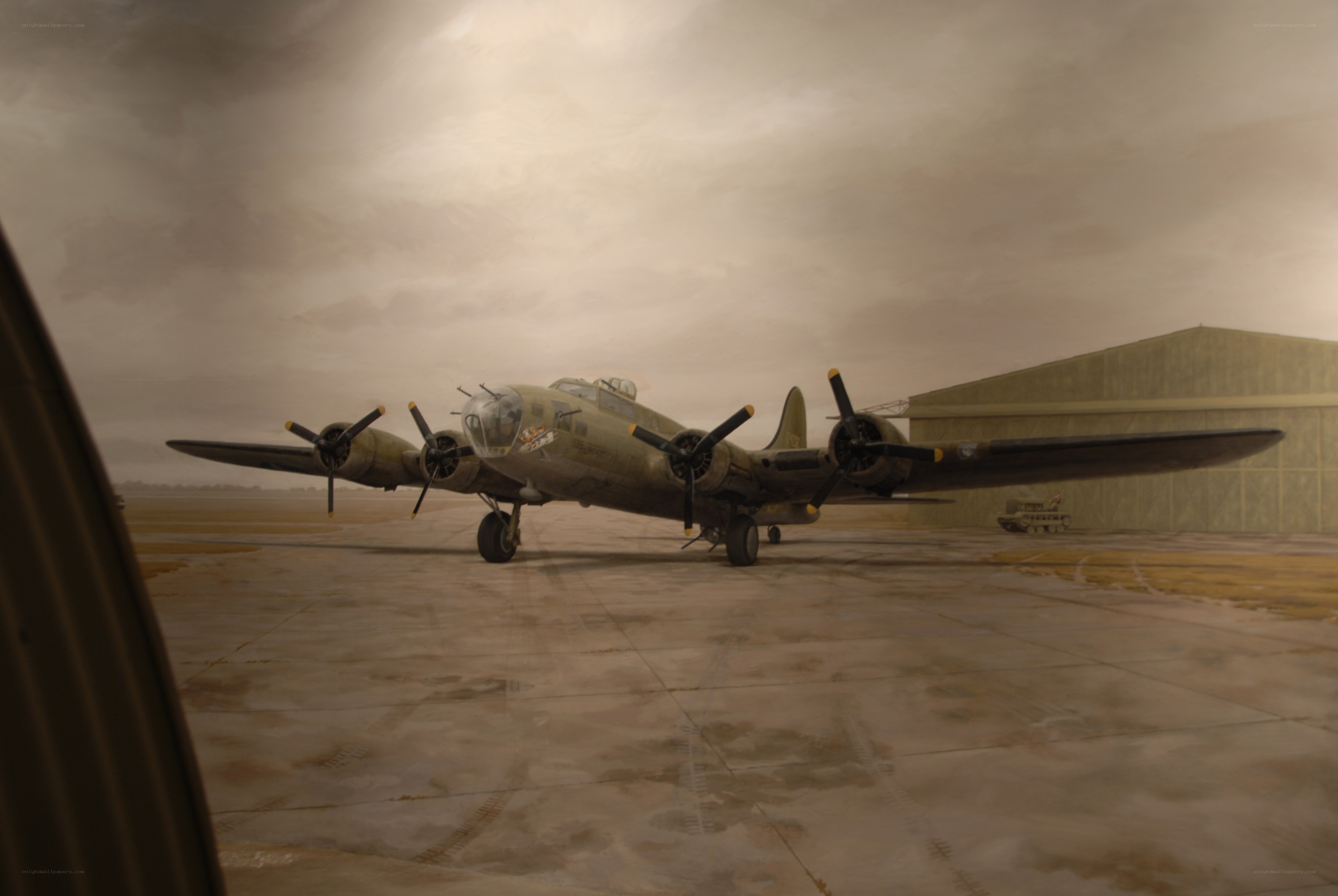 B-17 bomber on airfield