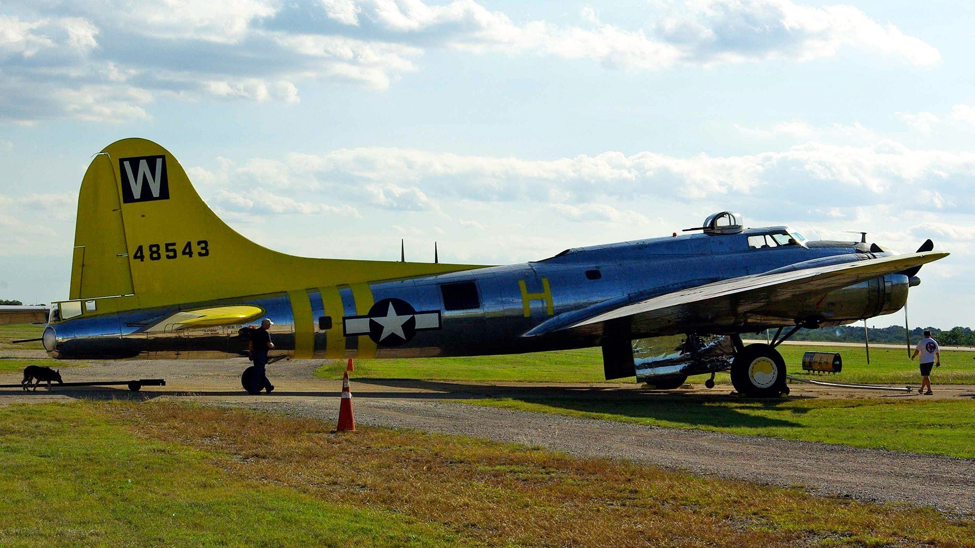 B-17 bomber on airfield