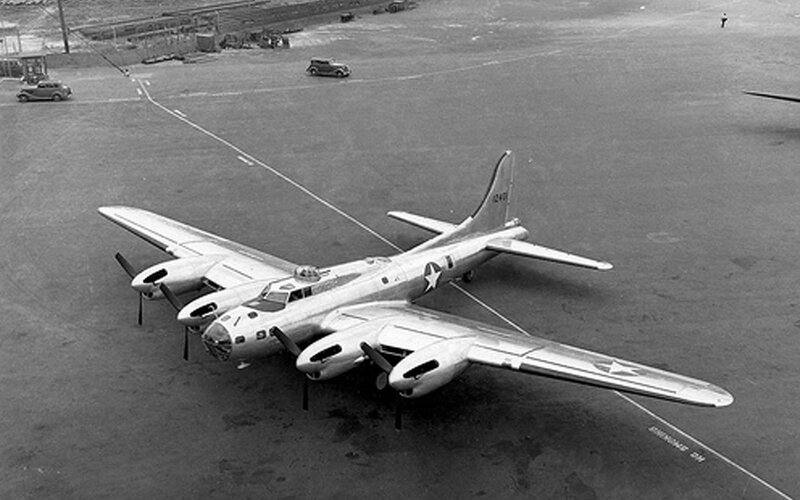 B-17 bomber on airfield