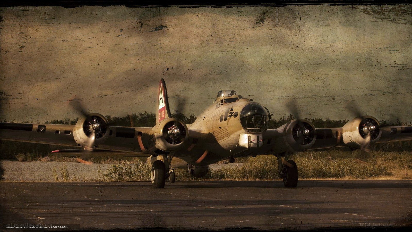 B-17 bomber on airfield