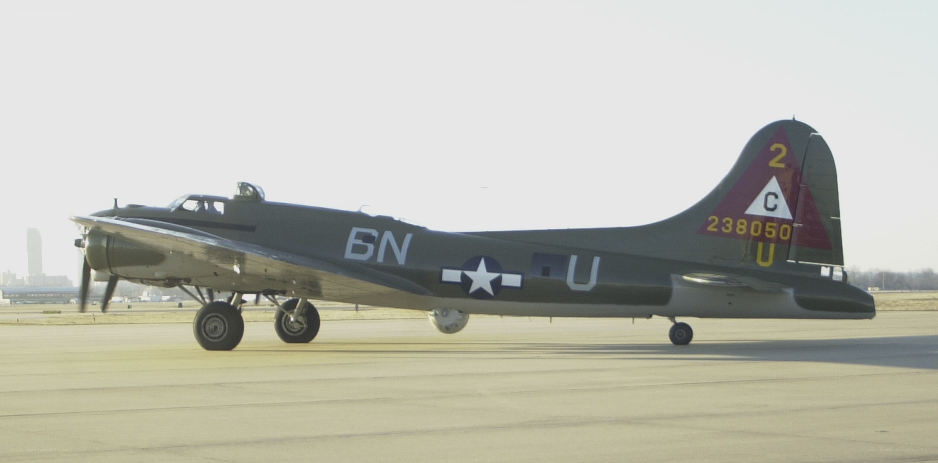 B-17 bomber on tarmac