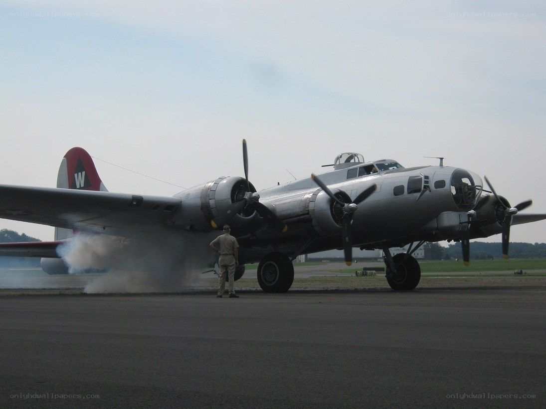 B-17 bomber on tarmac