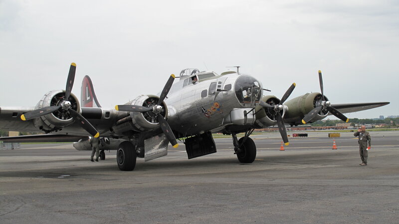 B-17 bomber on tarmac