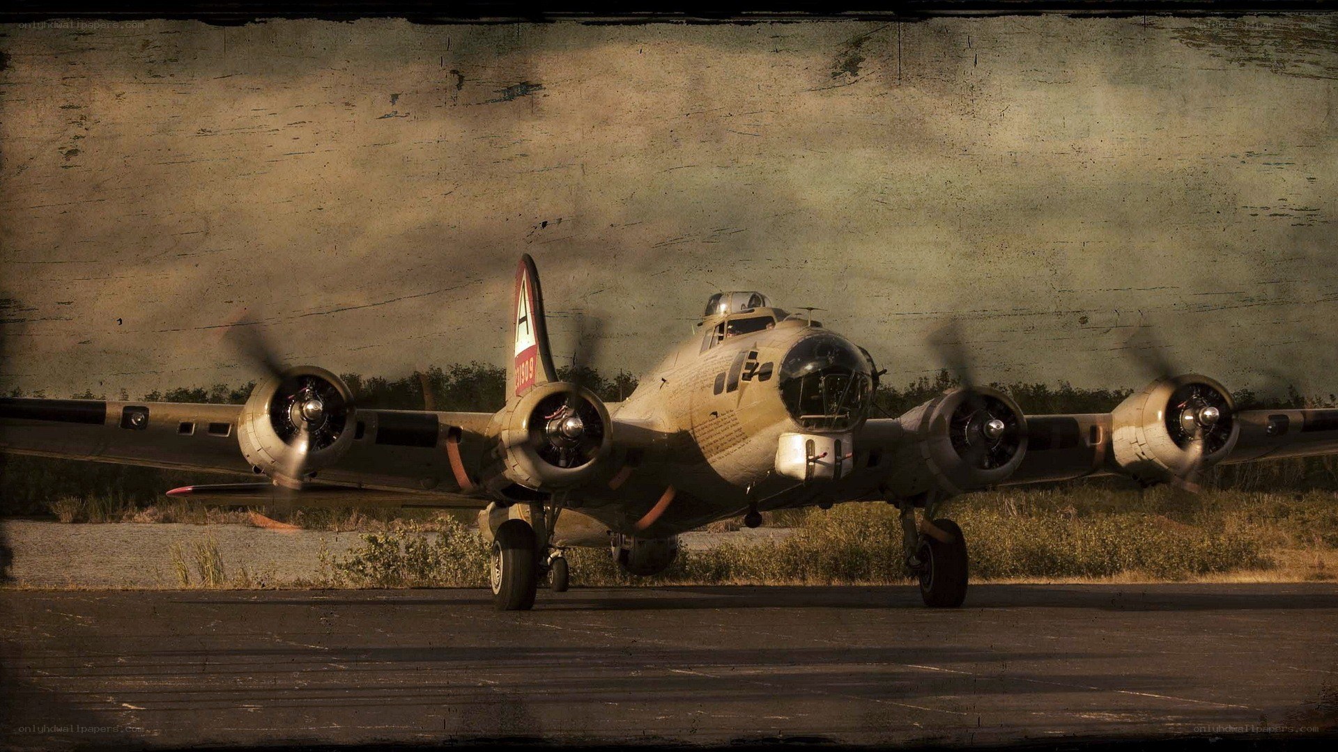 B-17 bomber on tarmac