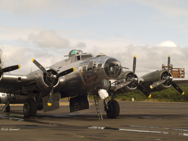 B-17 bomber on tarmac
