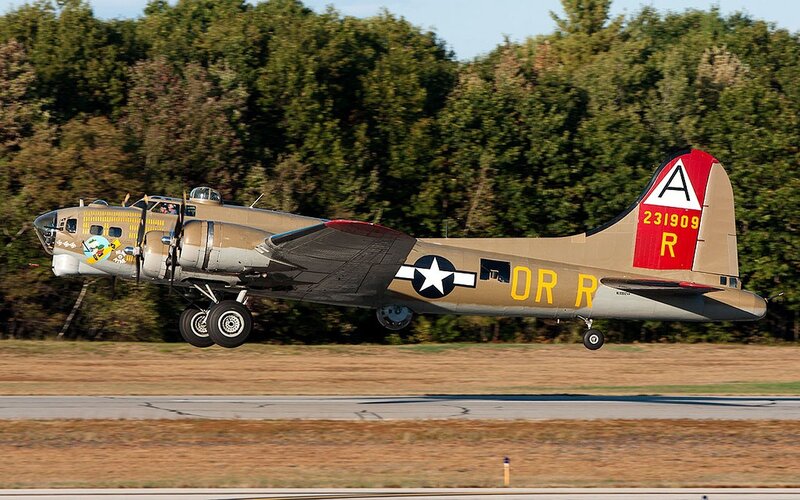 B-17 bomber taking off