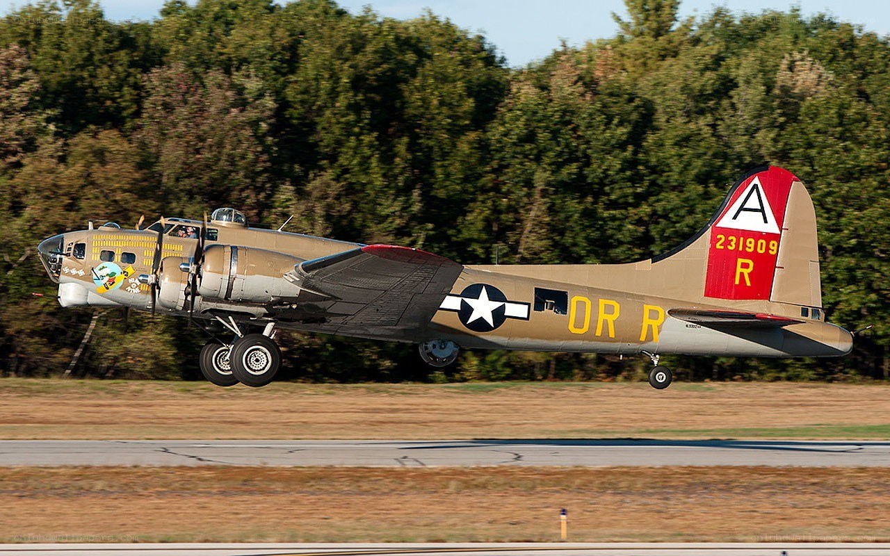B-17 bomber taking off