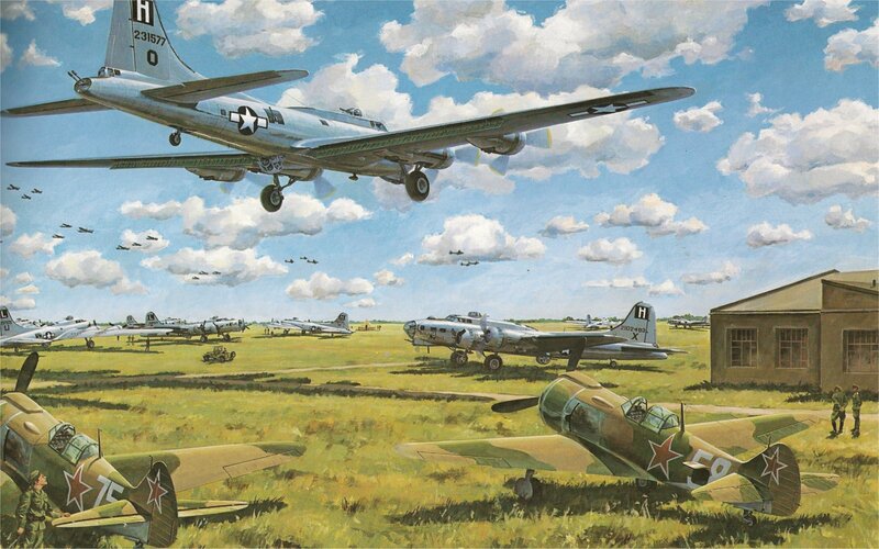 B-17 bombers at airfield