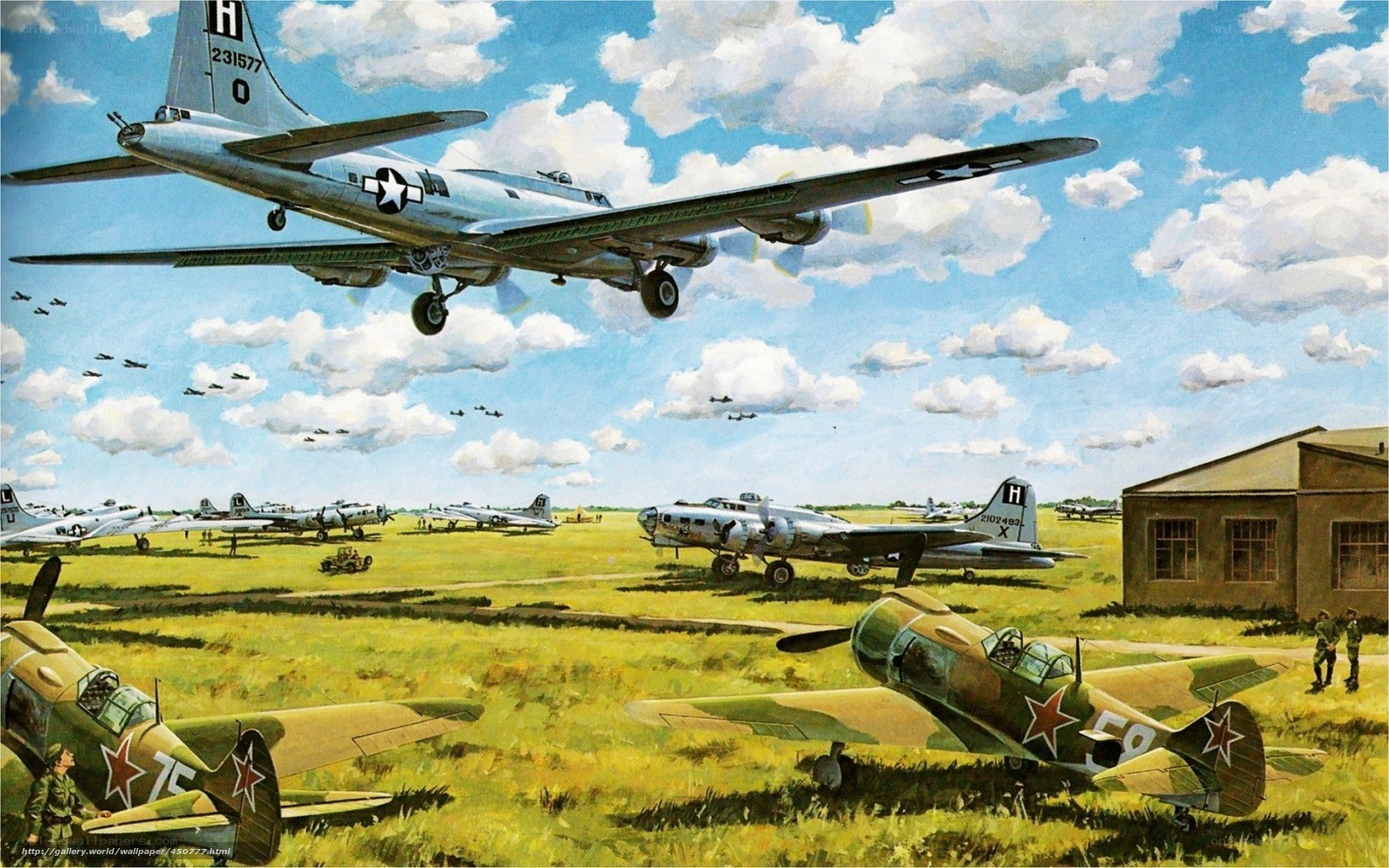B-17 bombers at airfield