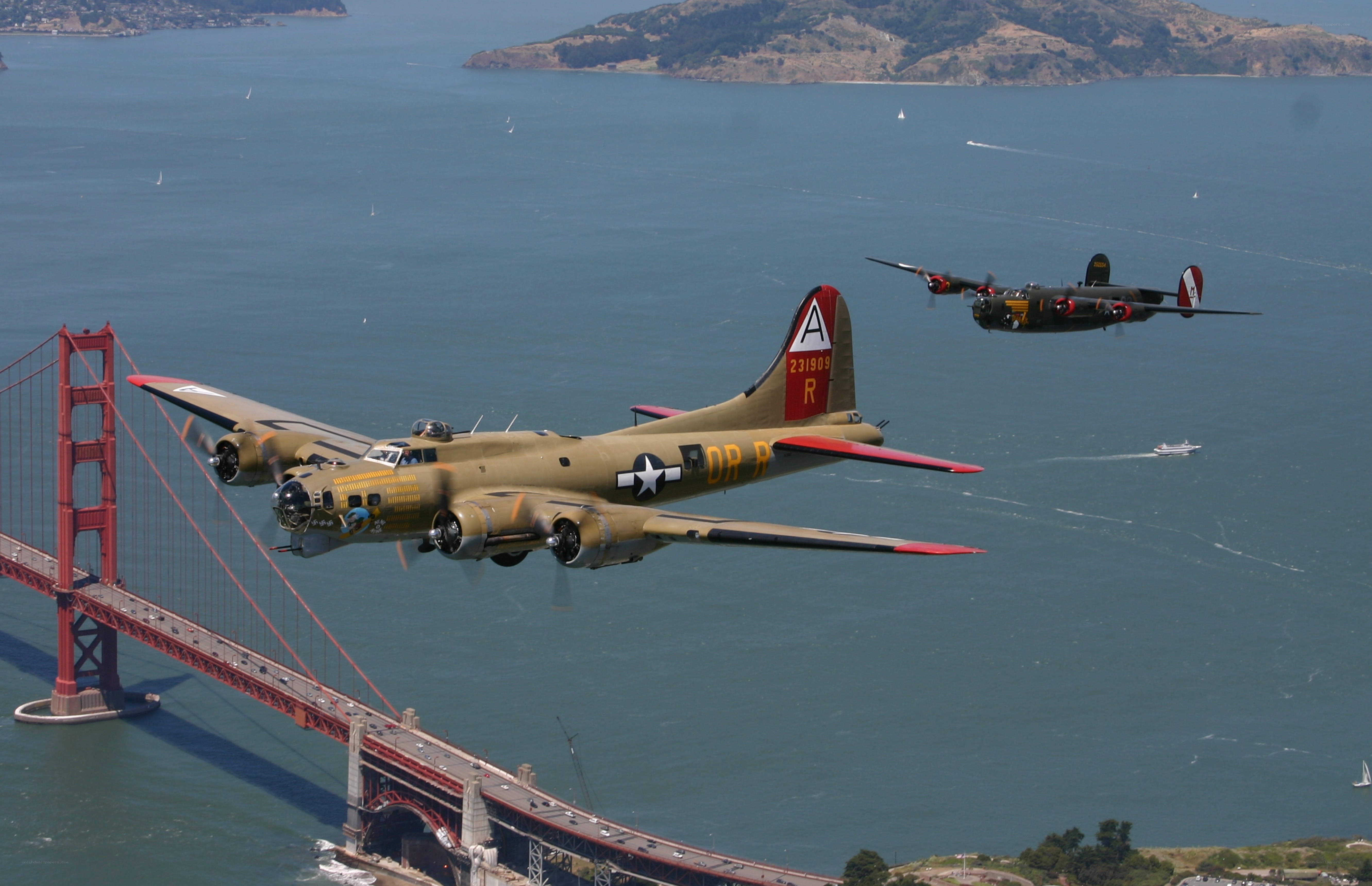 B-17 bombers over Golden Gate Bridge