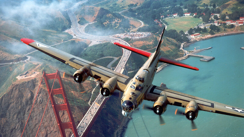 B-17 Flying Fortress over Golden Gate