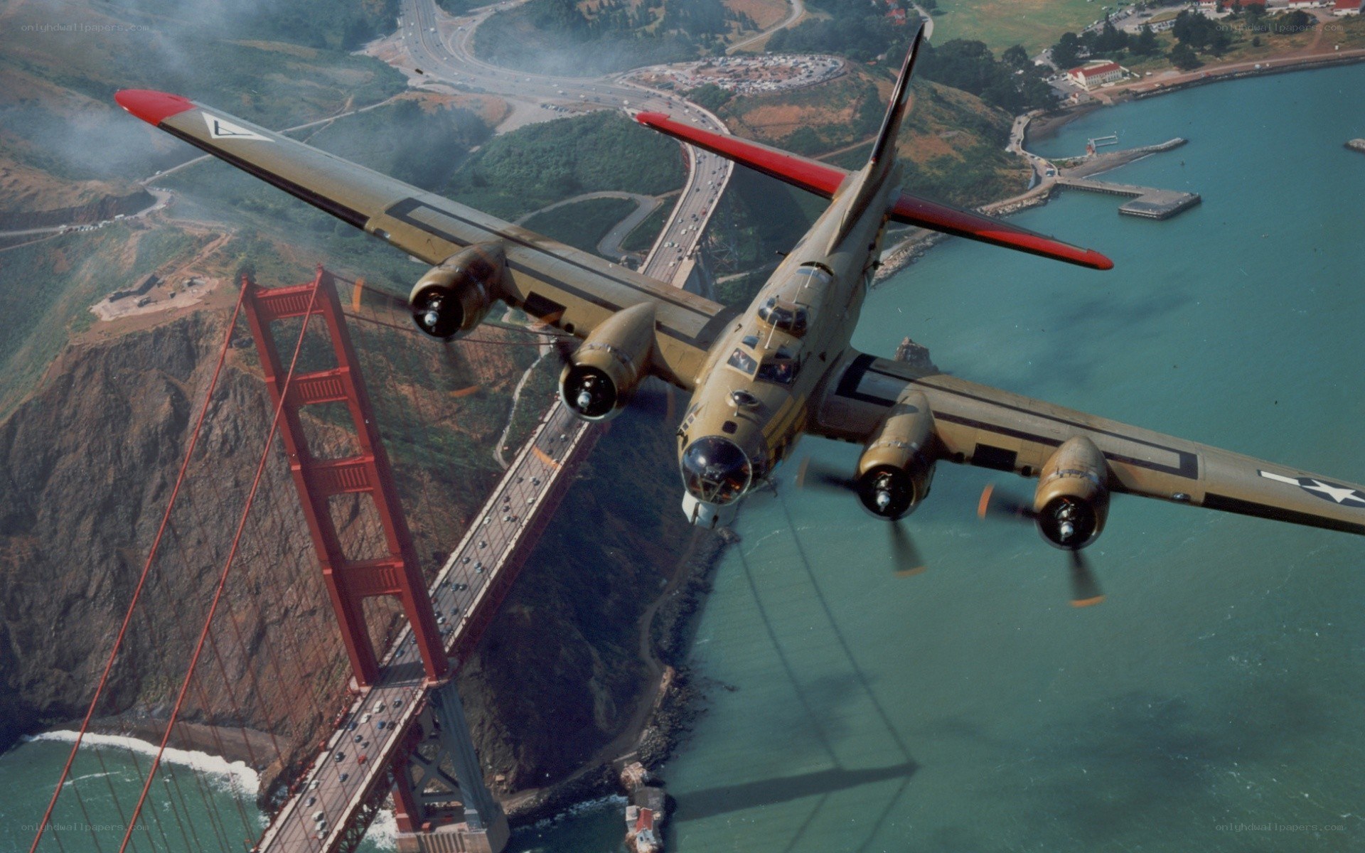 B-17 over Golden Gate Bridge