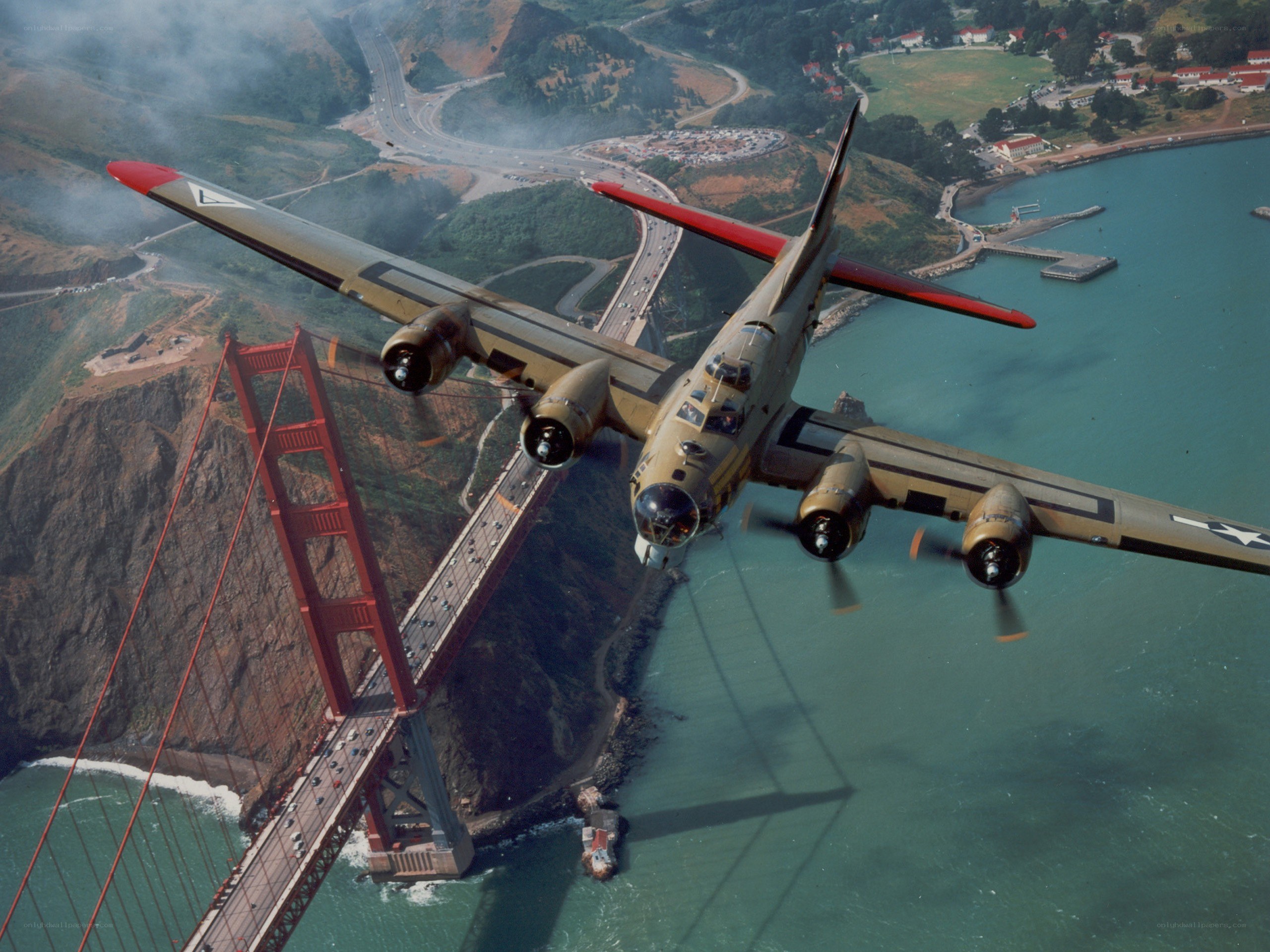 B-17 over Golden Gate Bridge