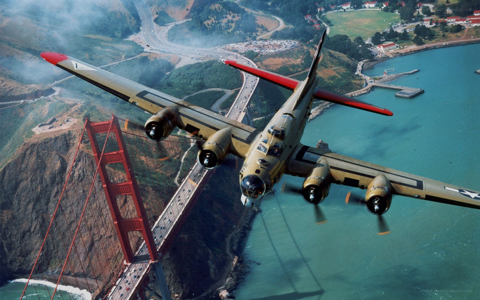 B-17 over Golden Gate Bridge