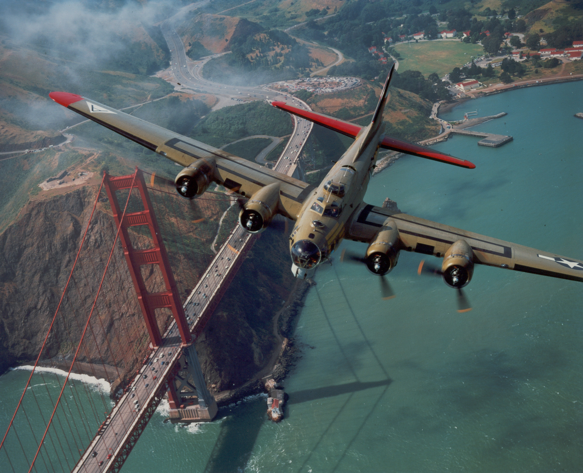 B-17 over Golden Gate Bridge