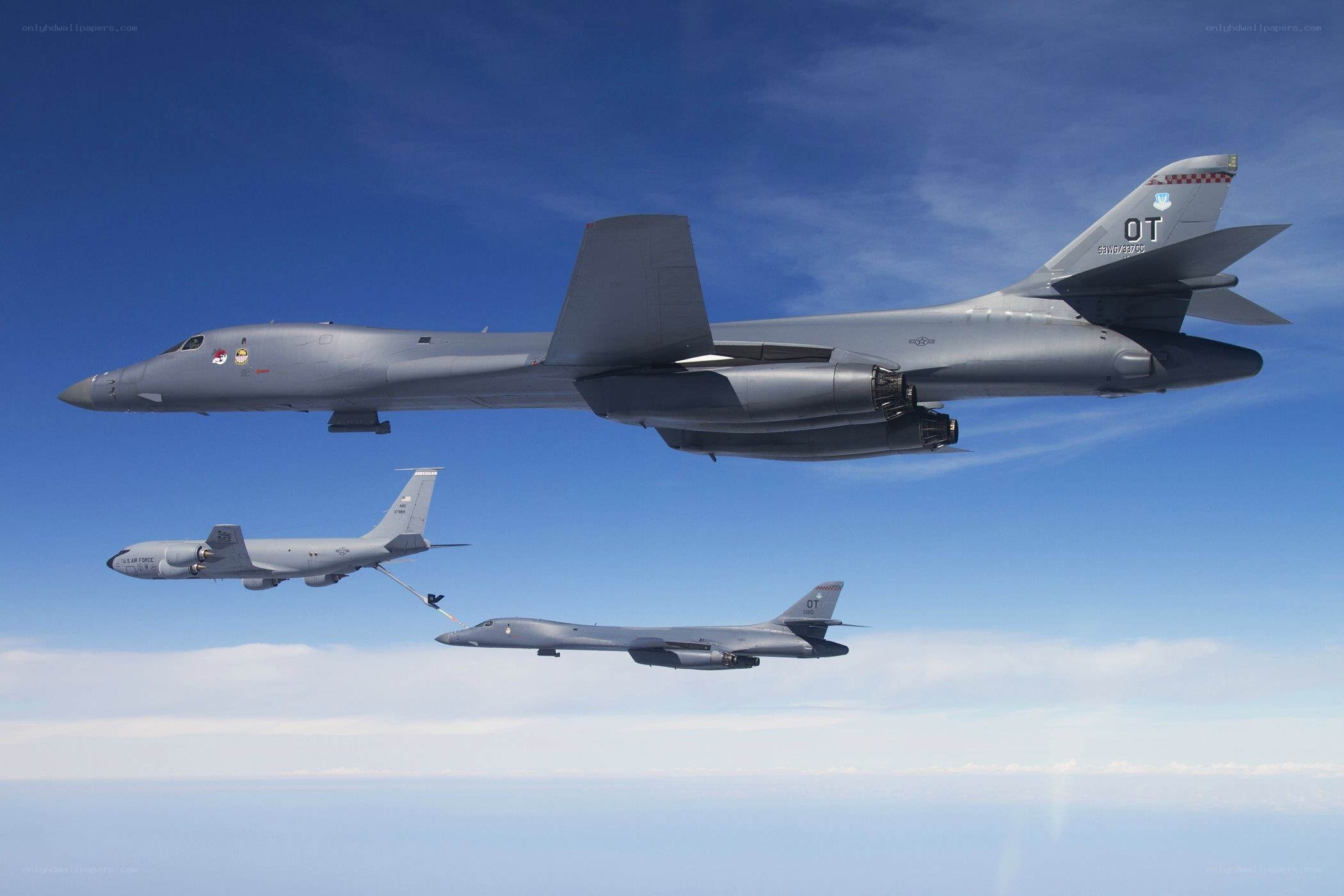 B-1B bombers in aerial refueling
