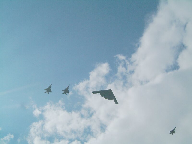 B-2 Bomber with Fighter Jets