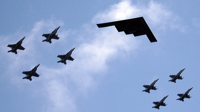B-2 Spirit Bomber and Jets
