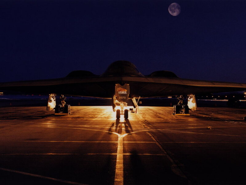 B-2 Spirit bomber at night
