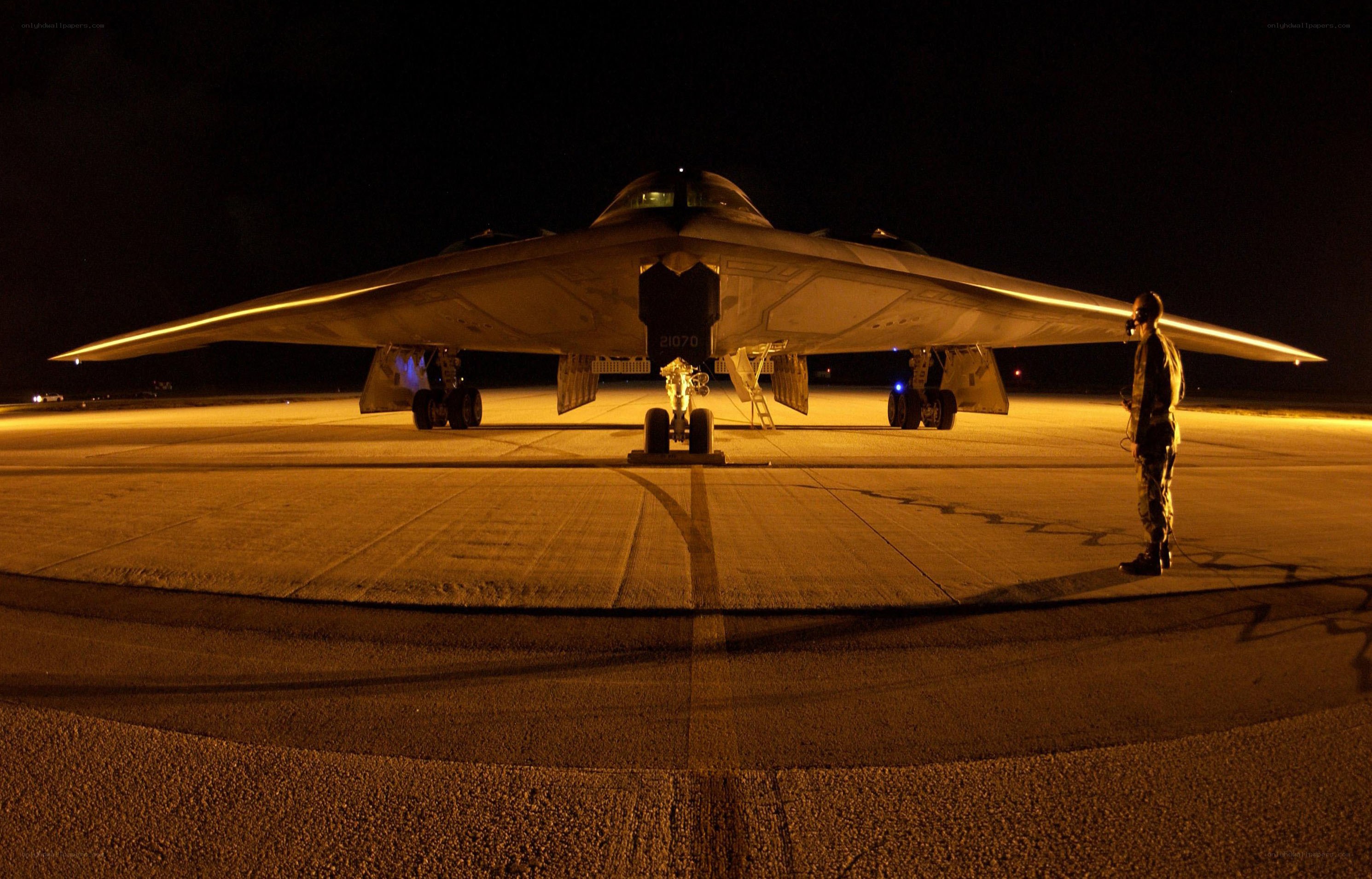 B-2 Spirit bomber at night
