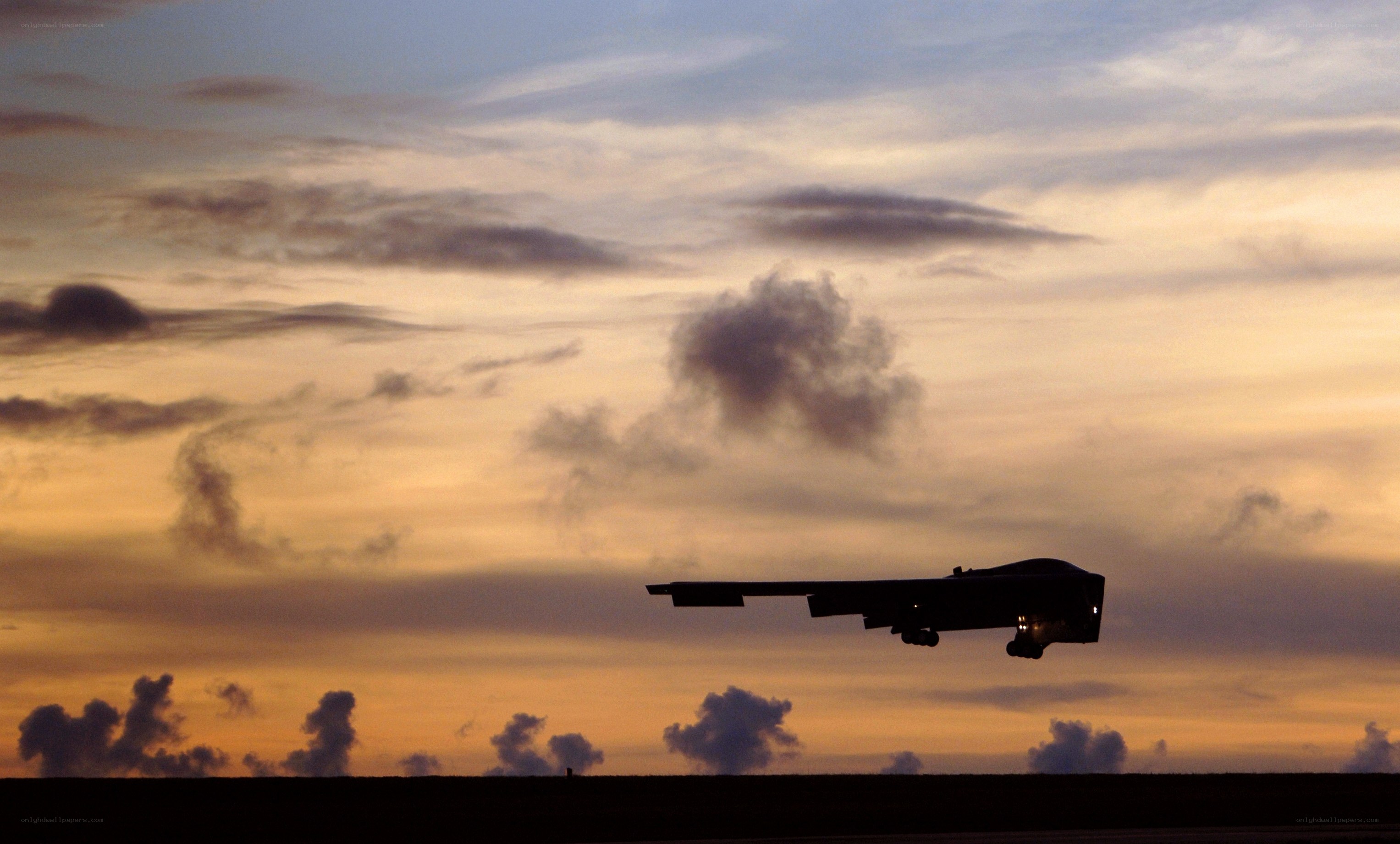 B-2 Spirit bomber at sunset