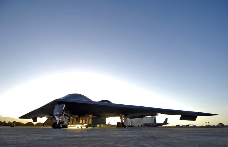 B-2 Spirit Bomber — Blue, Dramatic, Sunset