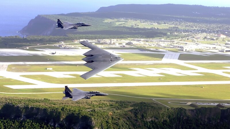 B-2 Spirit Bomber Flight — Green, Dramatic