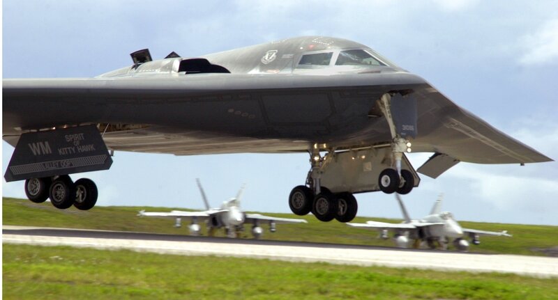 B-2 Spirit Bomber — Gray, Dramatic, Afternoon, Photograph, Aircraft, Runway