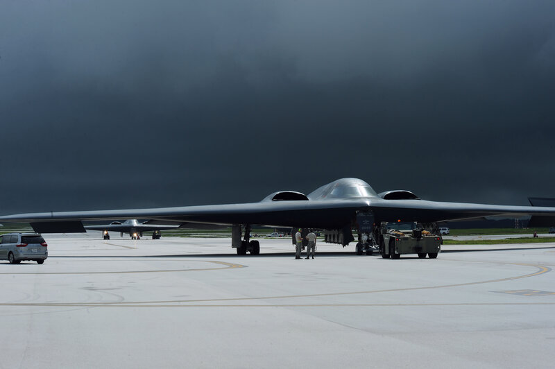 B-2 Spirit Bomber — Gray, Dramatic, Afternoon, Photograph, Airplane, Tarmac