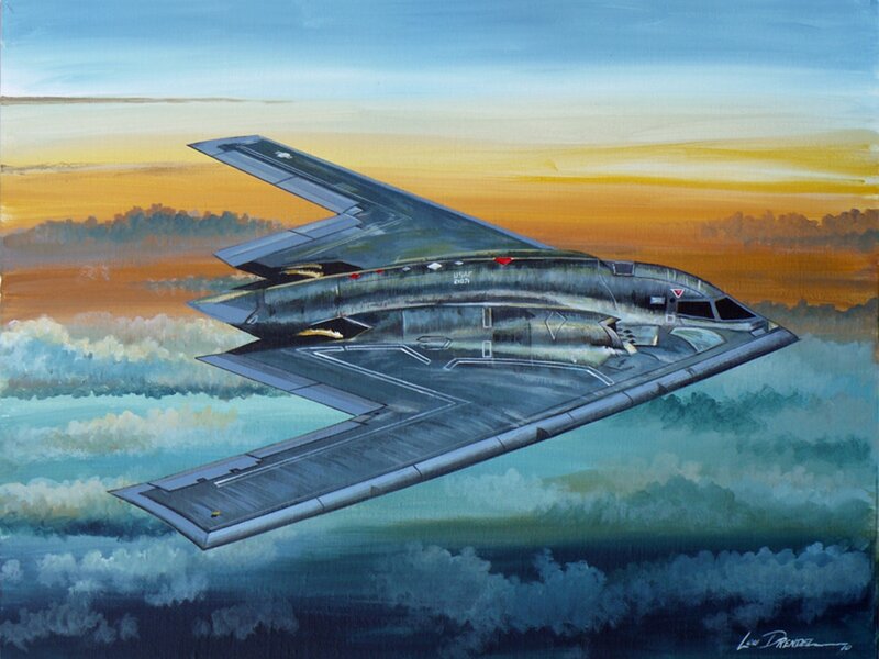B-2 Spirit Bomber — Gray, Dramatic, Sunset