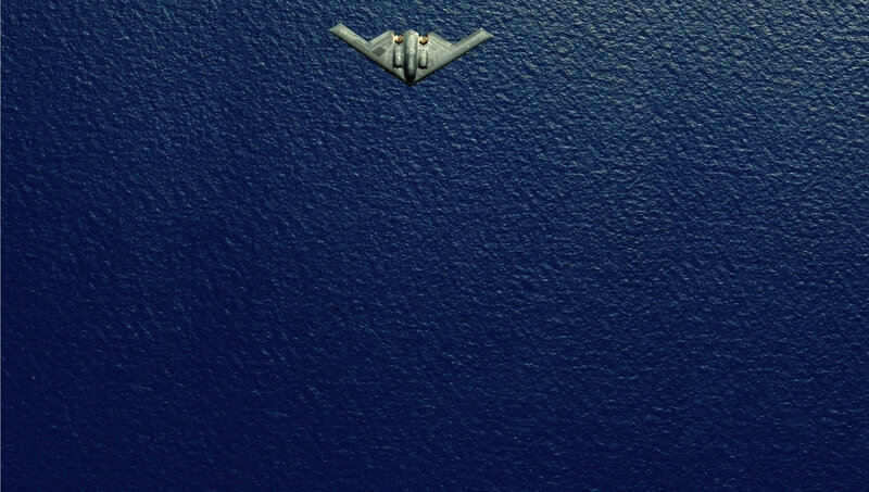 B-2 Spirit bomber over ocean