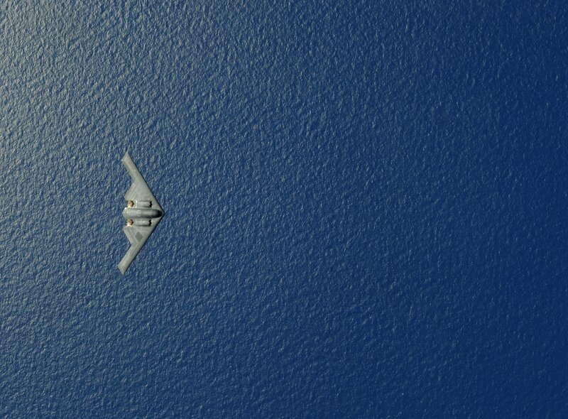 B-2 Spirit bomber over ocean