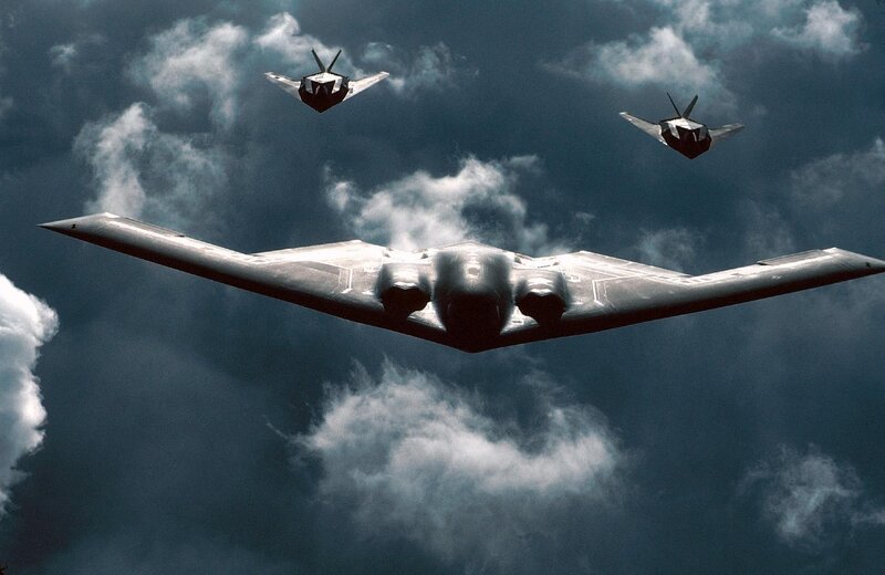 B-2 Spirit bombers in flight
