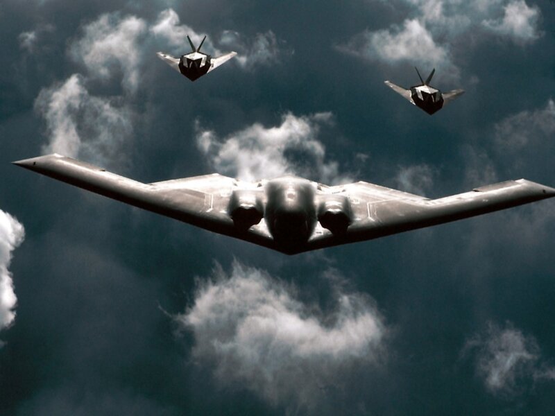 B-2 Spirit bombers in flight