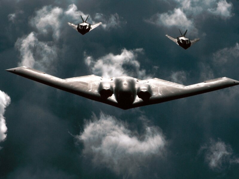 B-2 Spirit bombers in flight