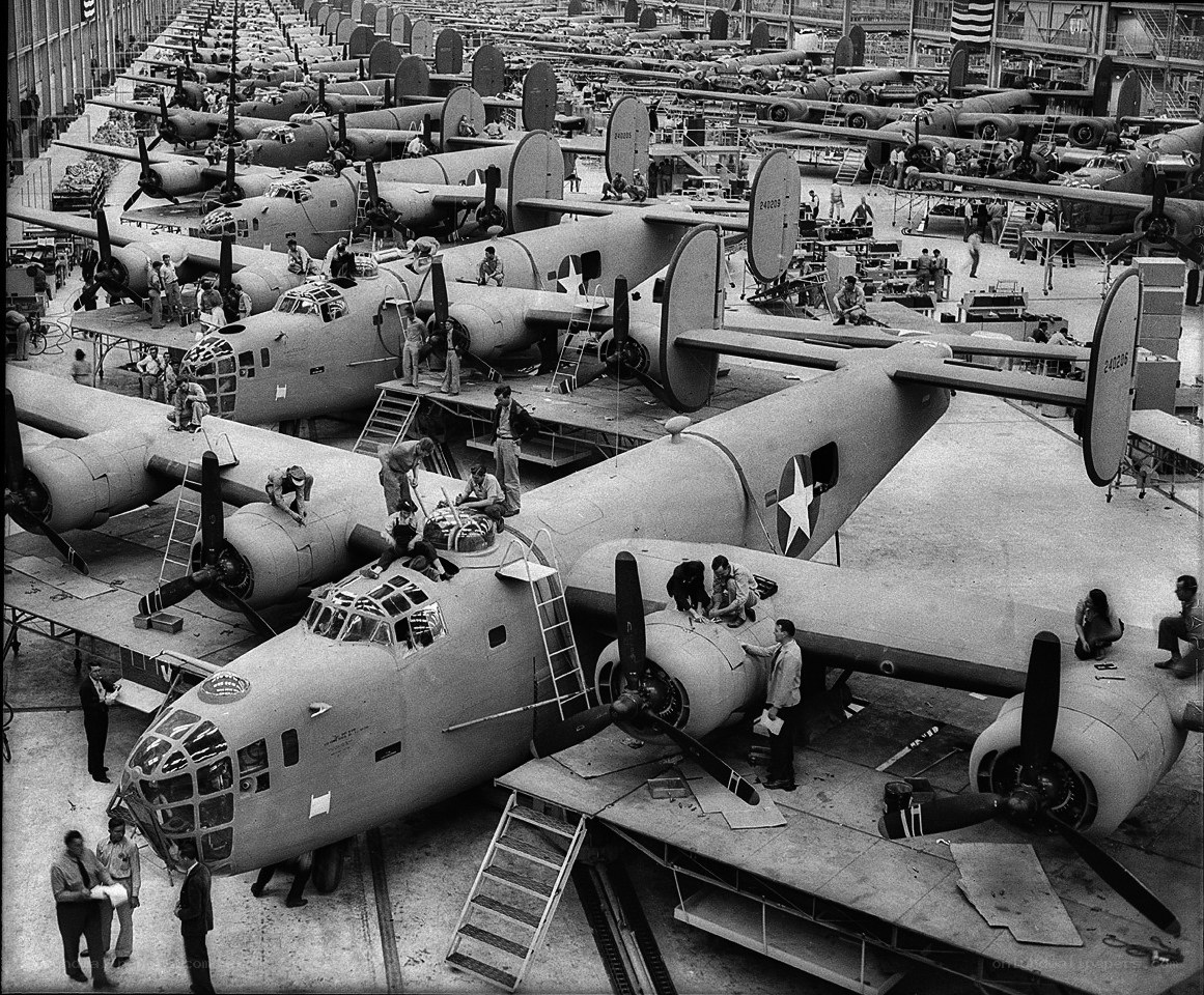 B-24 bomber assembly line