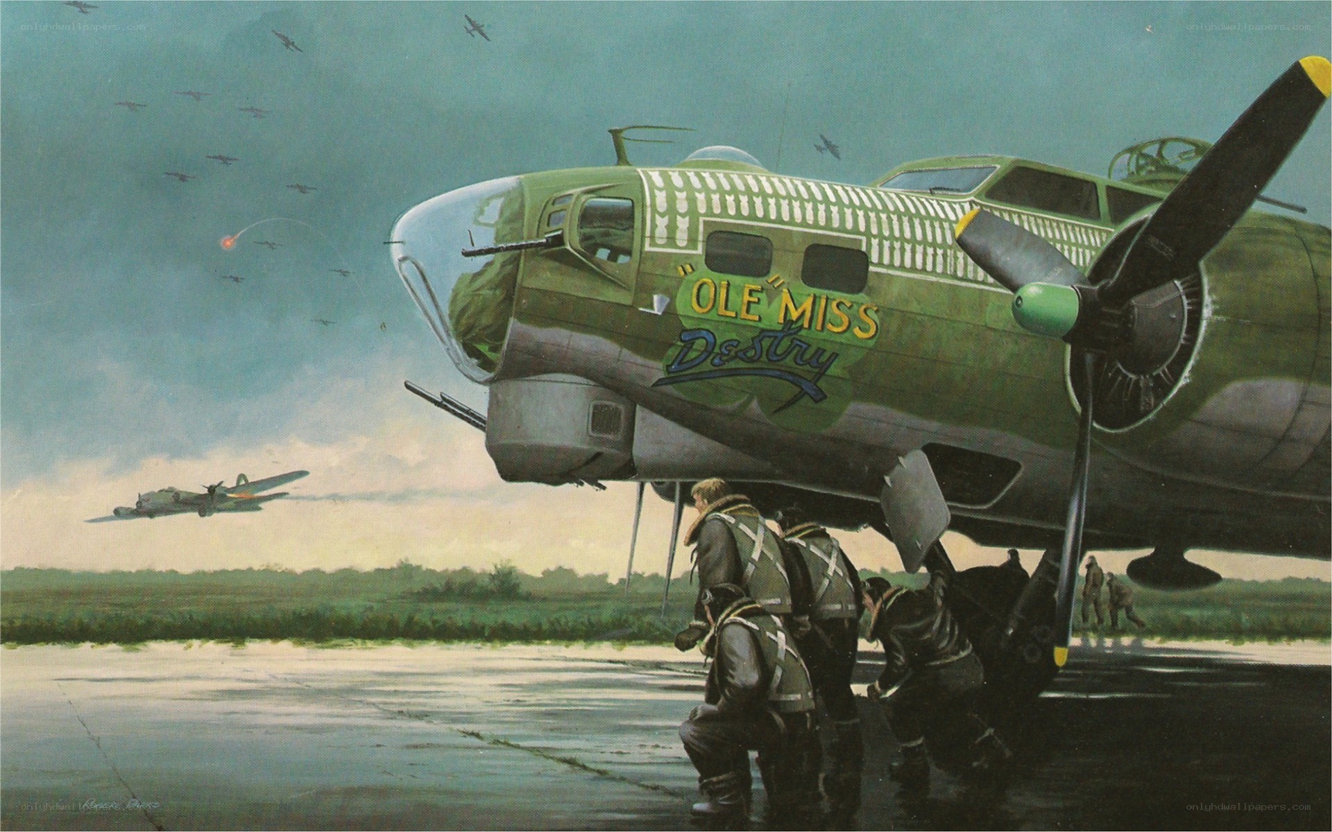 B-24 bomber on airfield