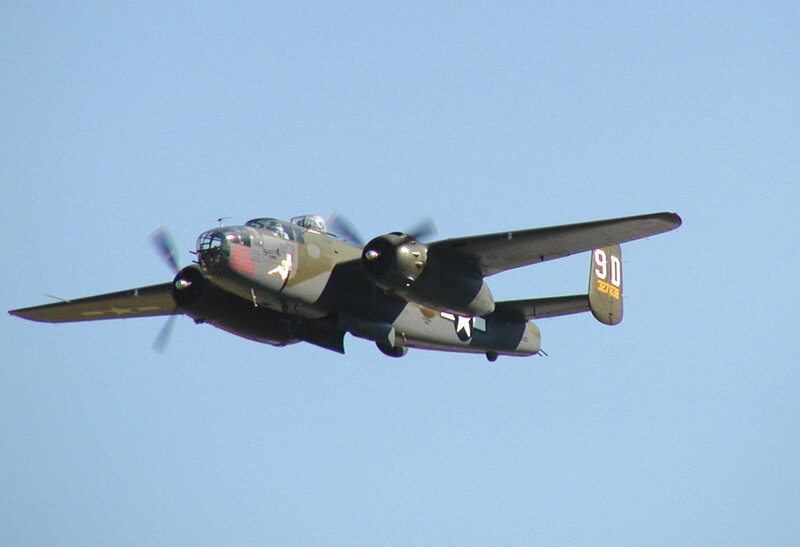 B-25 Bomber Aircraft — Blue, Calm, Afternoon