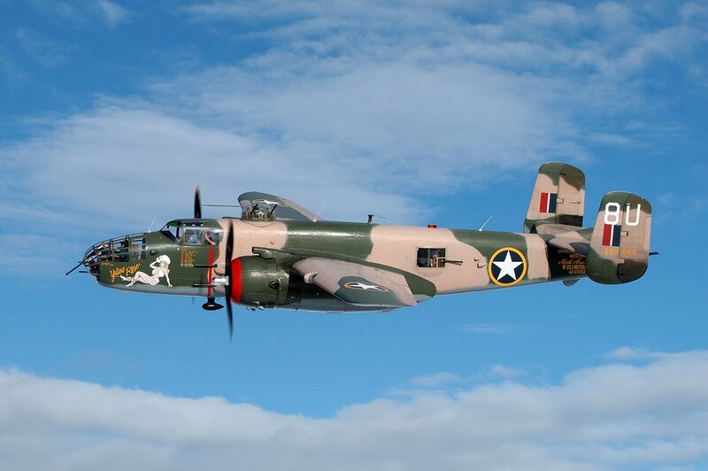 B-25 Bomber Aircraft — Blue, Calm